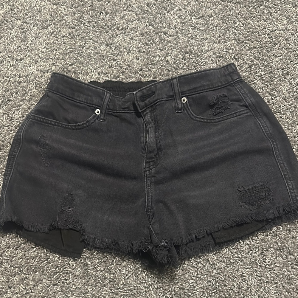 Aerie Women's Black Distressed Denim Shorts